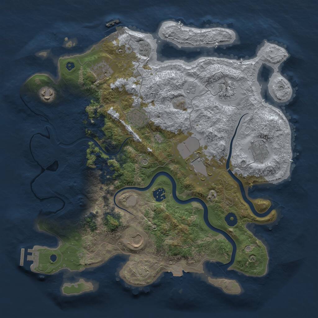 Rust Map: Procedural Map, Size: 3700, Seed: 156791557, 15 Monuments
