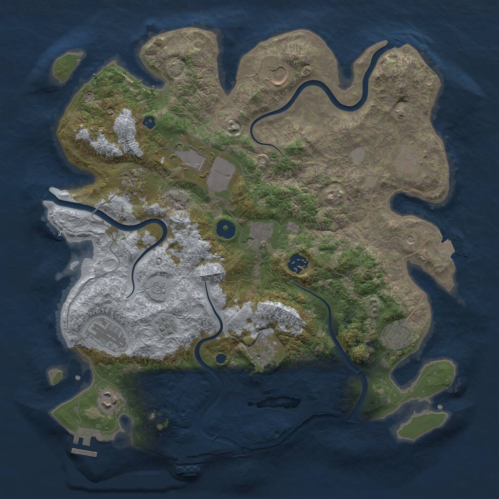 Rust Map: Procedural Map, Size: 3950, Seed: 1404792397, 17 Monuments