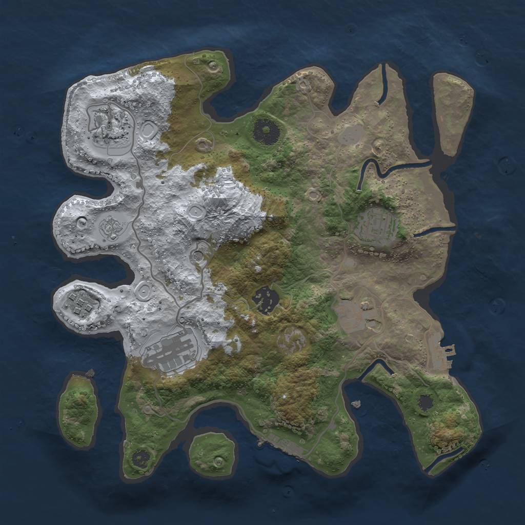 Rust Map: Procedural Map, Size: 3000, Seed: 625052723, 15 Monuments