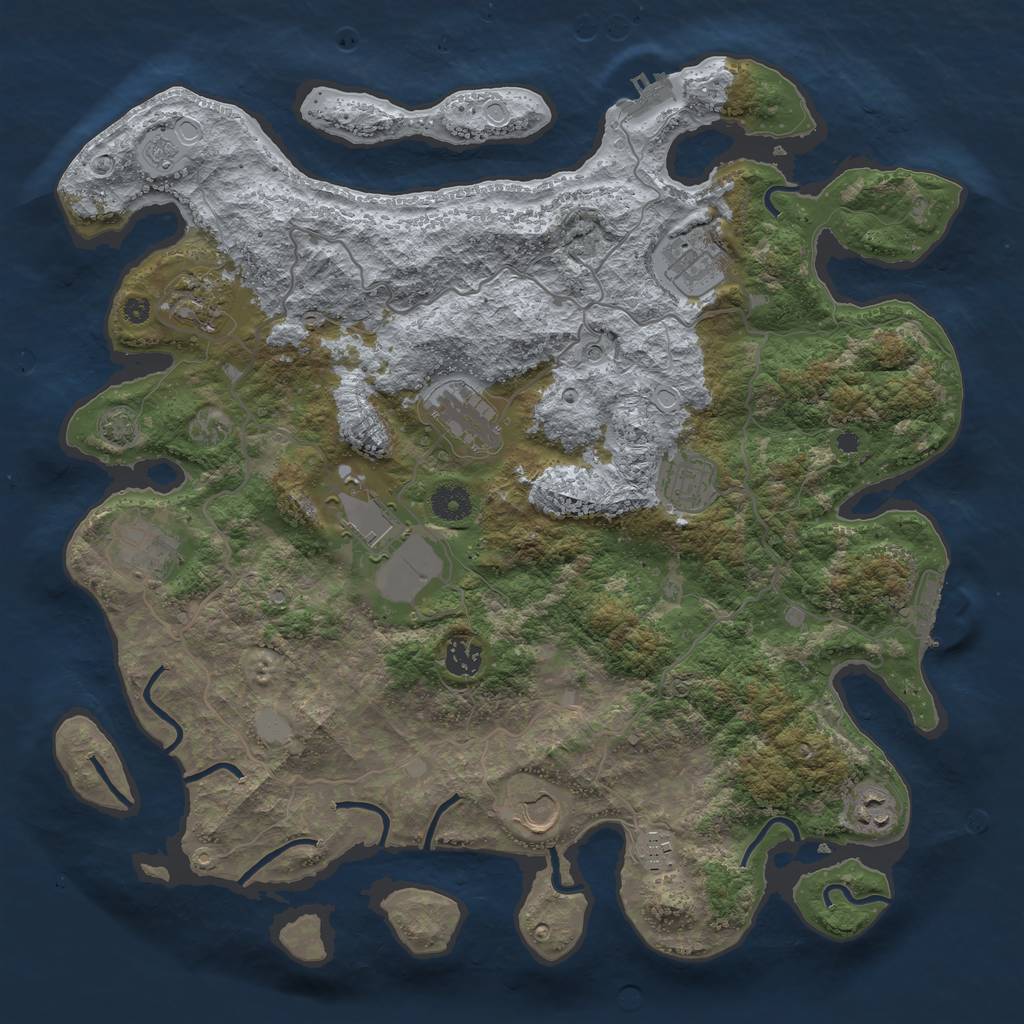 Rust Map: Procedural Map, Size: 4000, Seed: 220320628, 17 Monuments