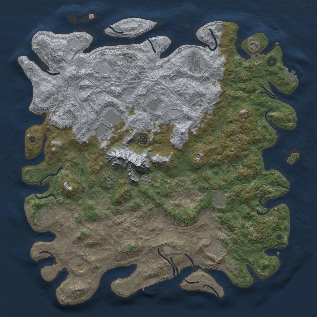 Rust Map: Procedural Map, Size: 5000, Seed: 777777, 20 Monuments