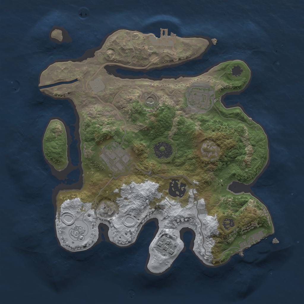 Rust Map: Procedural Map, Size: 2500, Seed: 47536, 13 Monuments