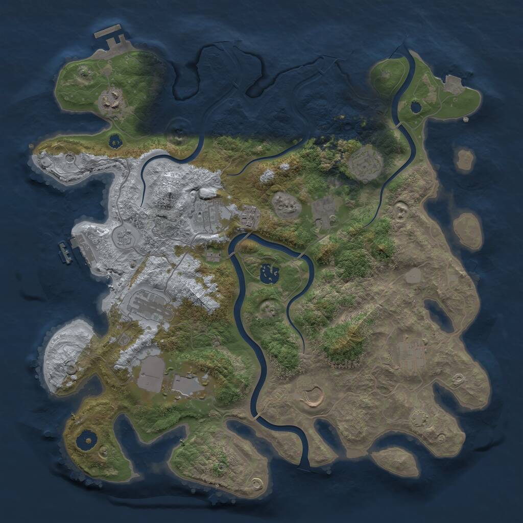 Rust Map: Procedural Map, Size: 3850, Seed: 49083072, 16 Monuments