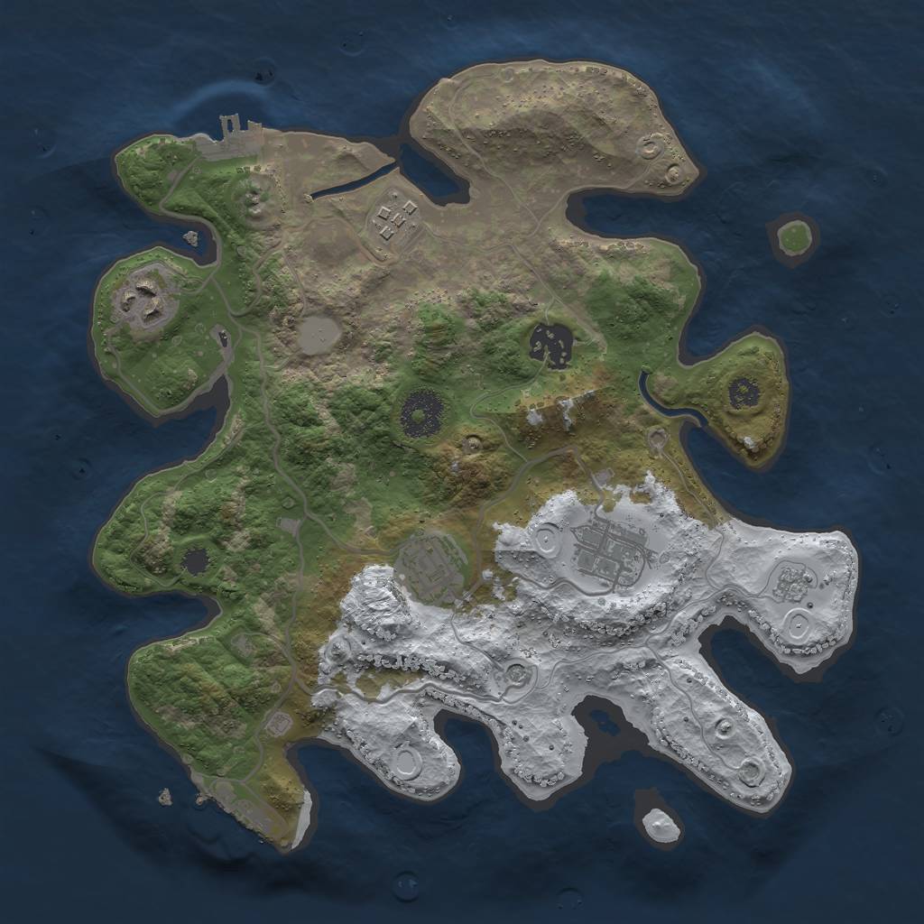 Rust Map: Procedural Map, Size: 3000, Seed: 24284, 14 Monuments