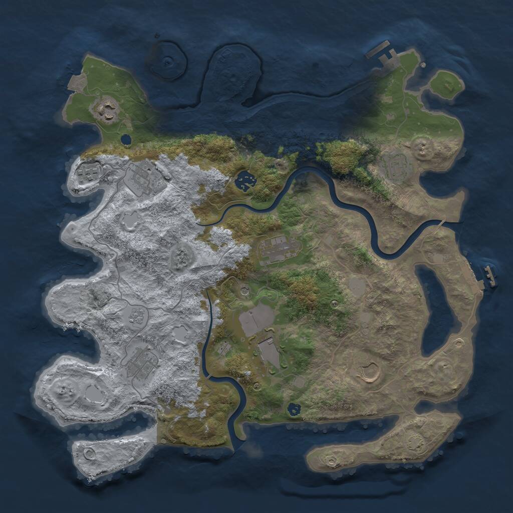 Rust Map: Procedural Map, Size: 3850, Seed: 1806468590, 15 Monuments