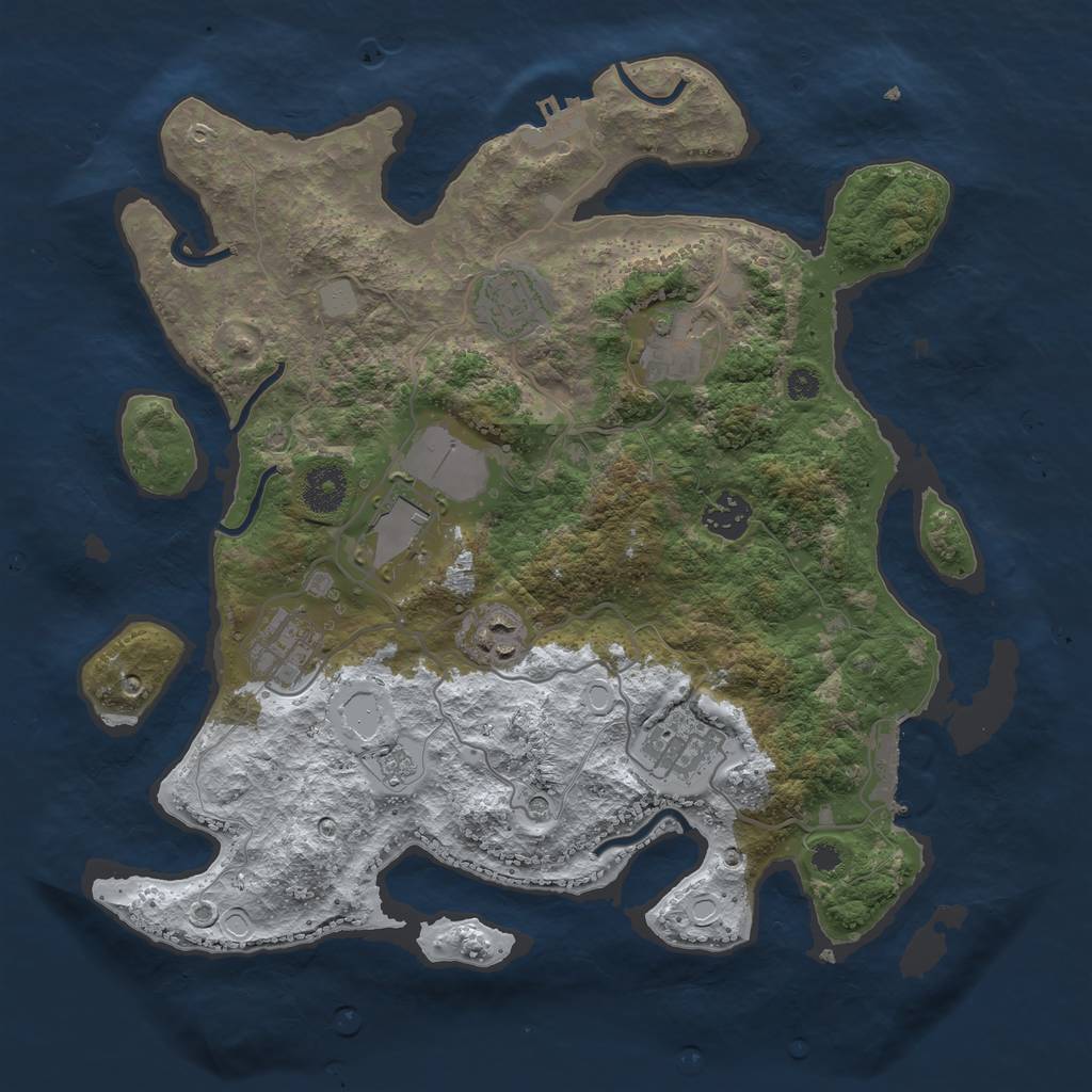 Rust Map: Procedural Map, Size: 3500, Seed: 6124515, 16 Monuments