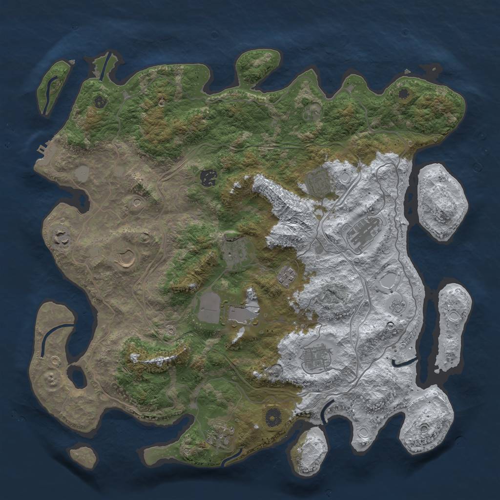Rust Map: Procedural Map, Size: 4250, Seed: 724115394, 18 Monuments
