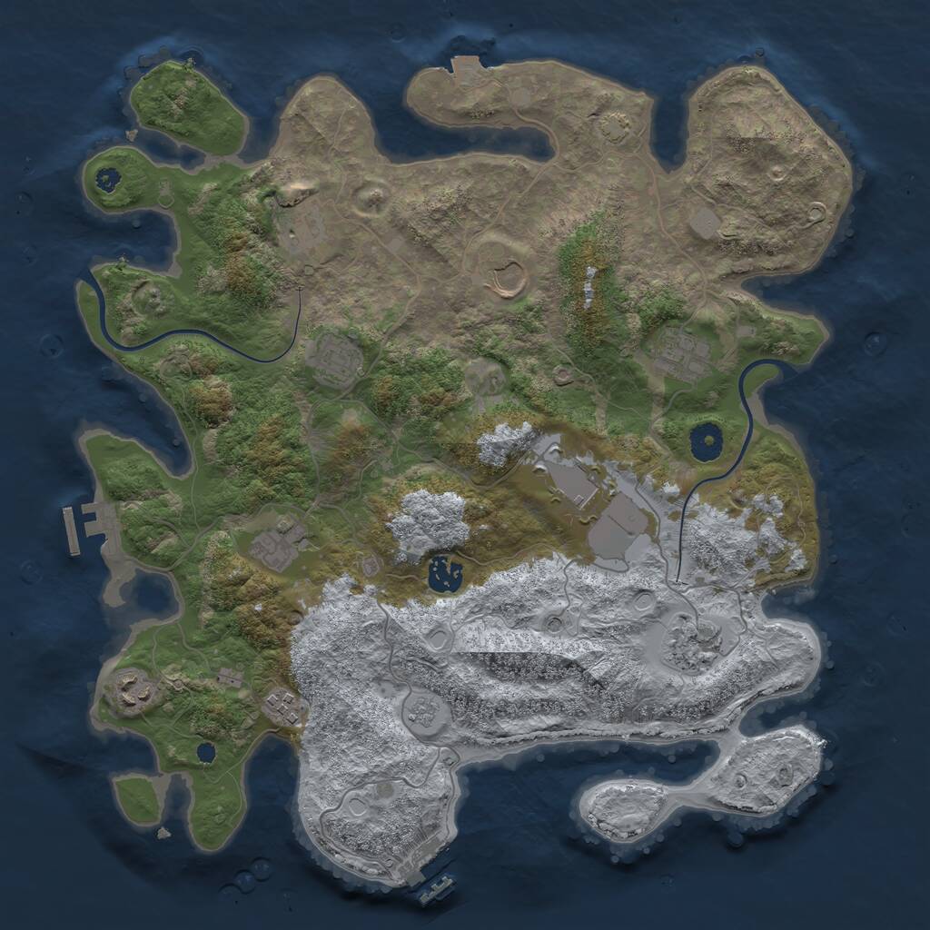 Rust Map: Procedural Map, Size: 3850, Seed: 661546890, 16 Monuments