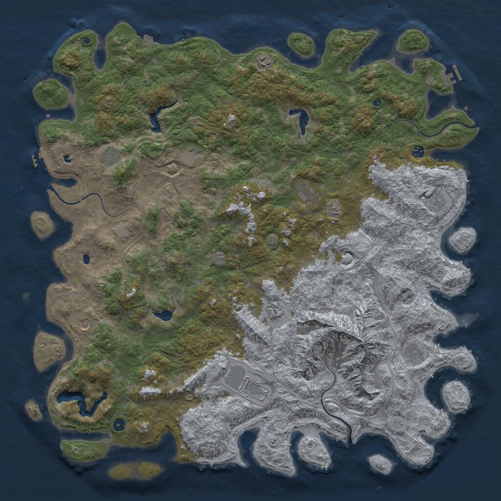 Rust Map: Procedural Map, Size: 6000, Seed: 42211647, 17 Monuments