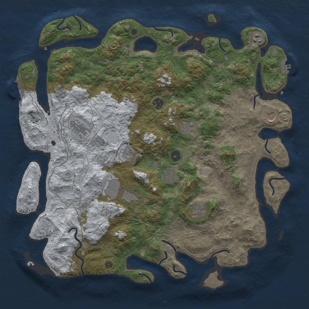 Rust Map: Procedural Map, Size: 4500, Seed: 844919616, 19 Monuments
