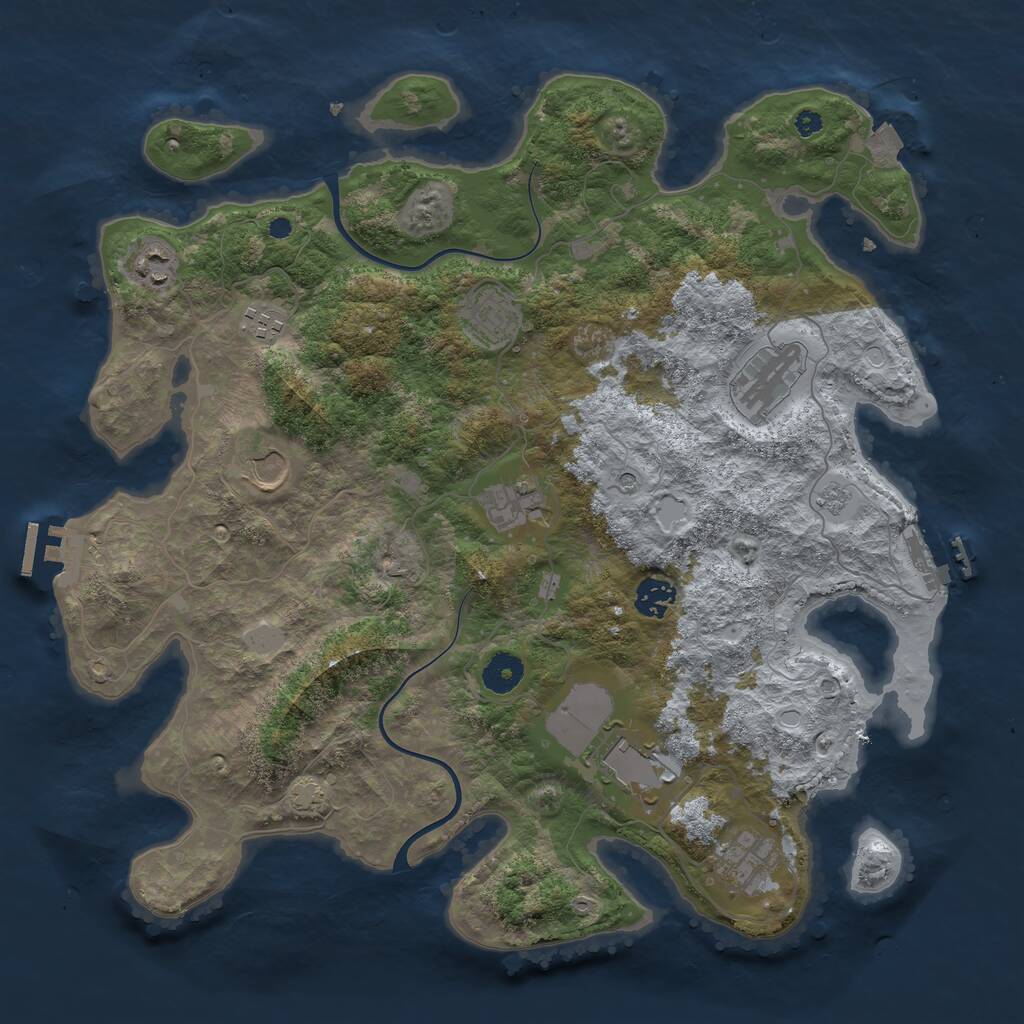 Rust Map: Procedural Map, Size: 3850, Seed: 594930560, 15 Monuments