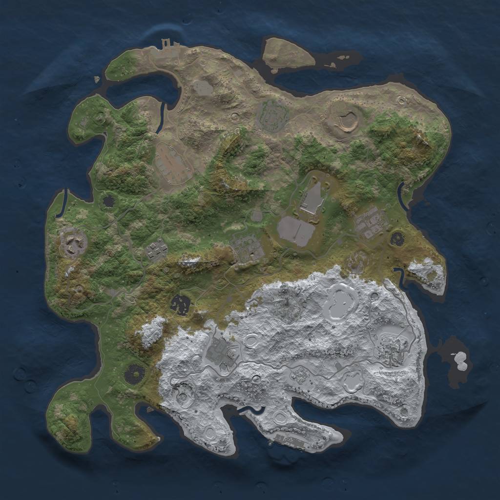 Rust Map: Procedural Map, Size: 3700, Seed: 214809946, 20 Monuments