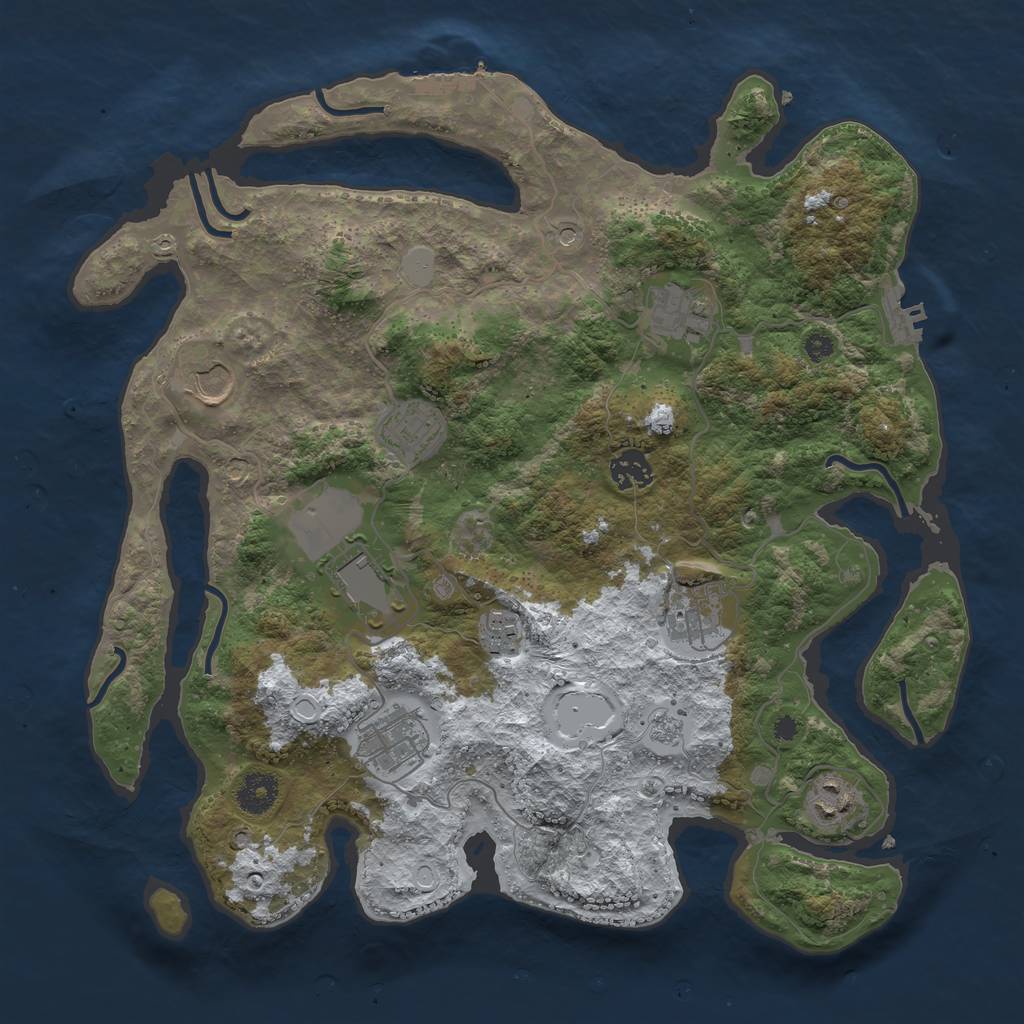 Rust Map: Procedural Map, Size: 3700, Seed: 1766353242, 18 Monuments