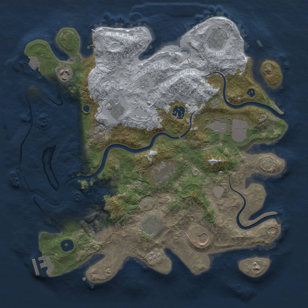 Rust Map: Procedural Map, Size: 3700, Seed: 2087068750, 16 Monuments