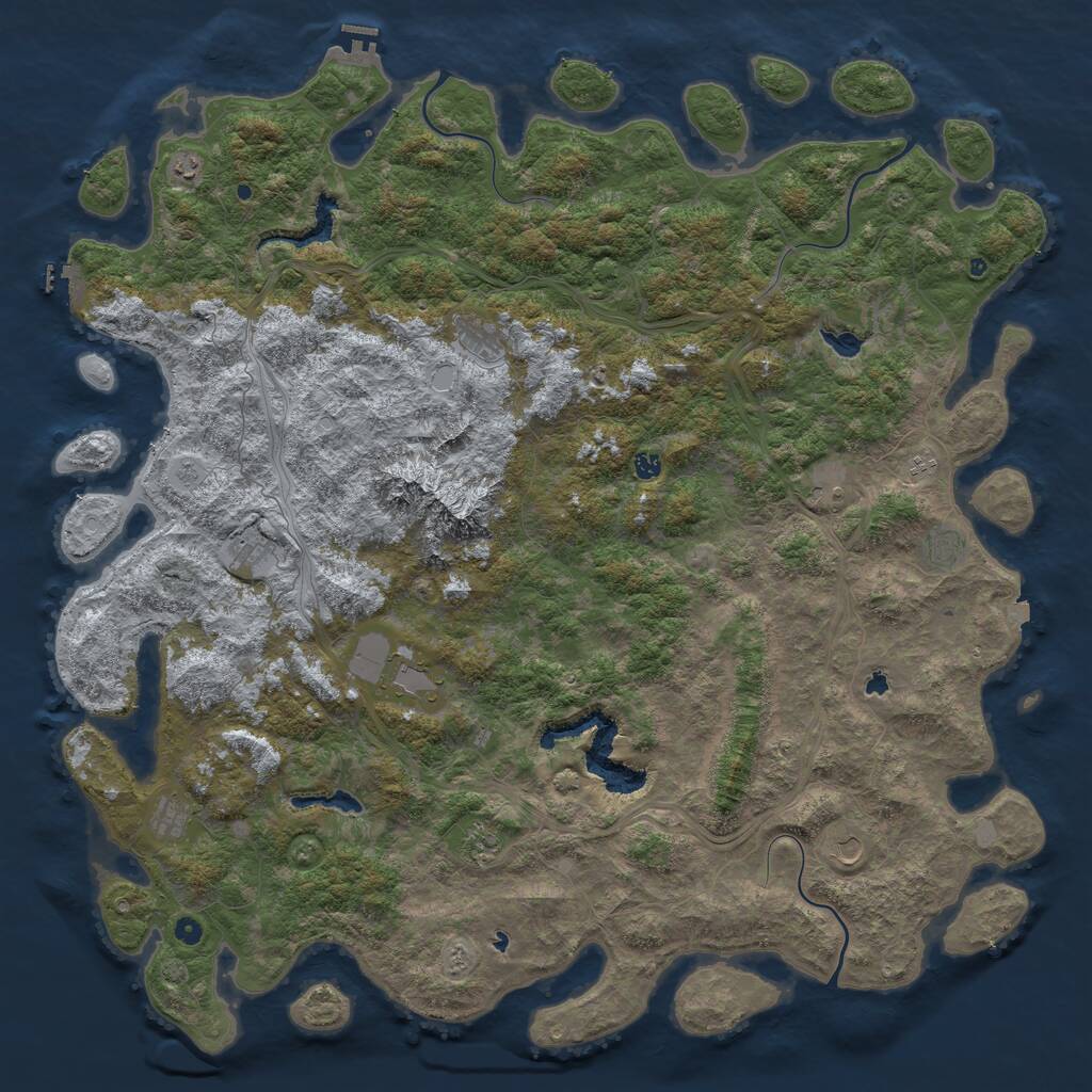 Rust Map: Procedural Map, Size: 6000, Seed: 174702431, 17 Monuments