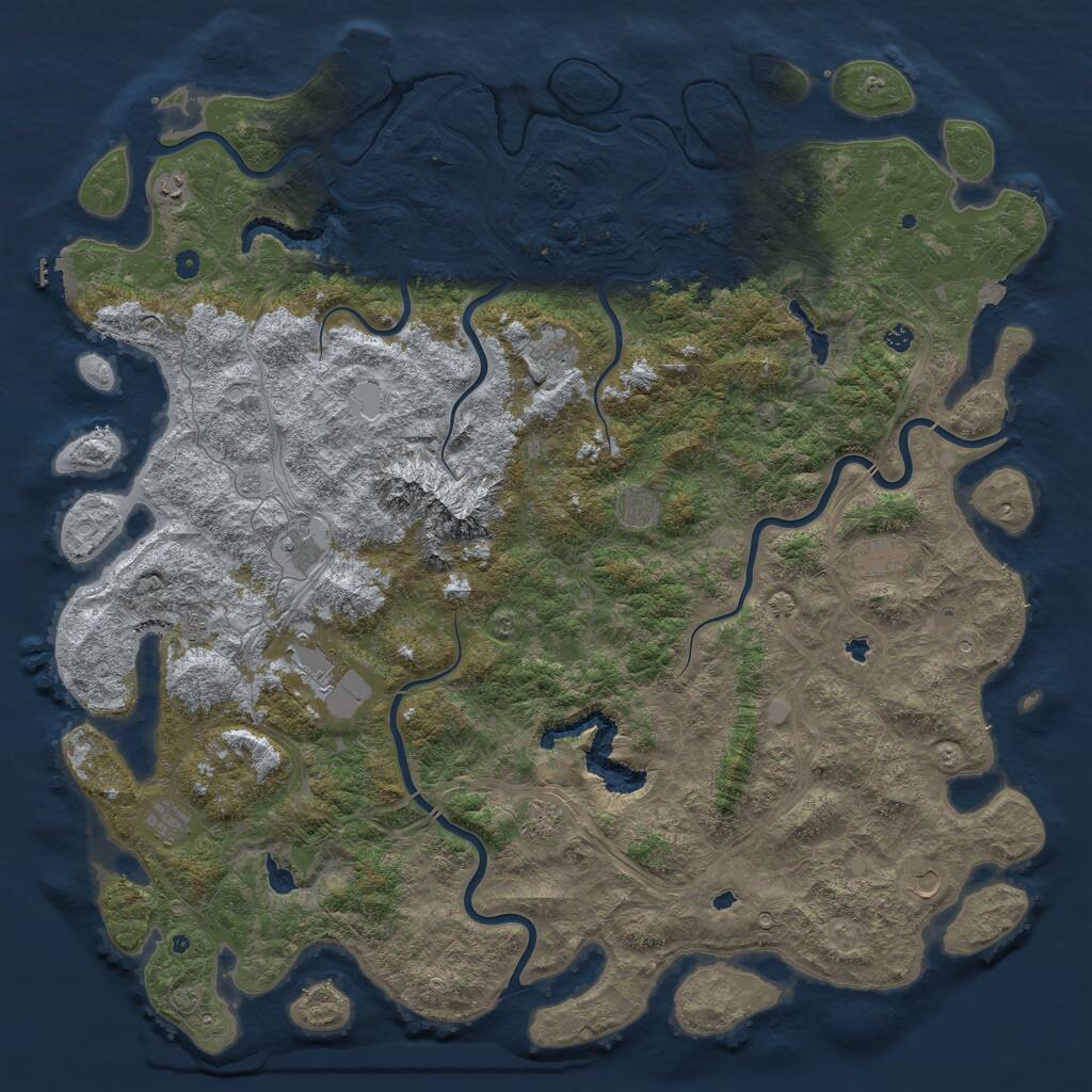 Rust Map: Procedural Map, Size: 6000, Seed: 174702431, 17 Monuments