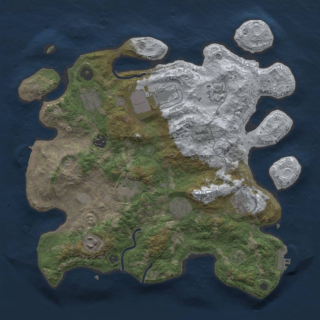 Rust Map: Procedural Map, Size: 3600, Seed: 1271934195, 18 Monuments