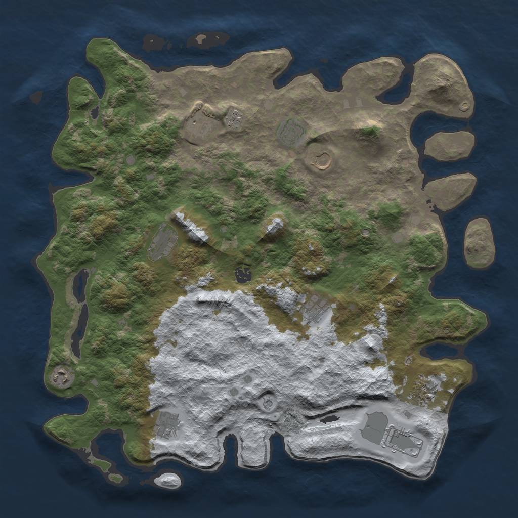 Rust Map: Barren, Size: 4500, Seed: 1234572, 14 Monuments