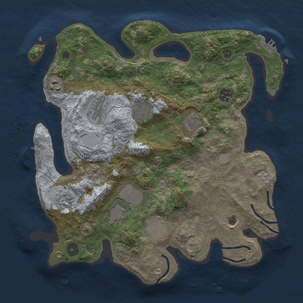 Rust Map: Procedural Map, Size: 3500, Seed: 1466528620, 18 Monuments