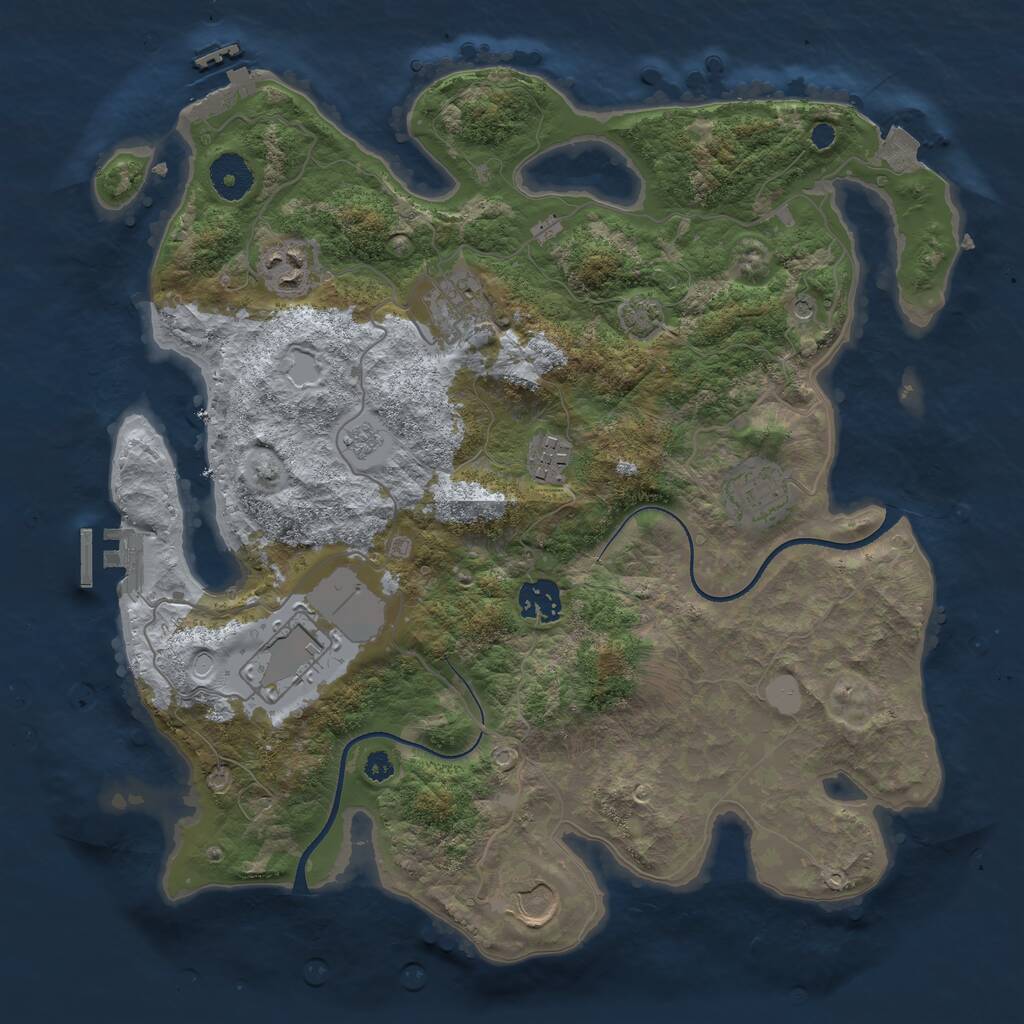 Rust Map: Procedural Map, Size: 3500, Seed: 1466528620, 13 Monuments