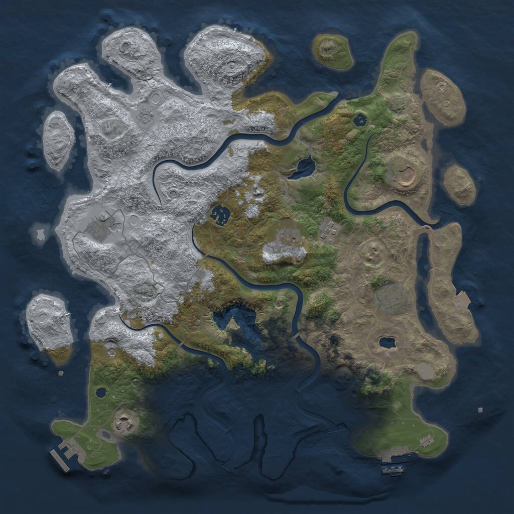 Rust Map: Procedural Map, Size: 4000, Seed: 677727562, 13 Monuments