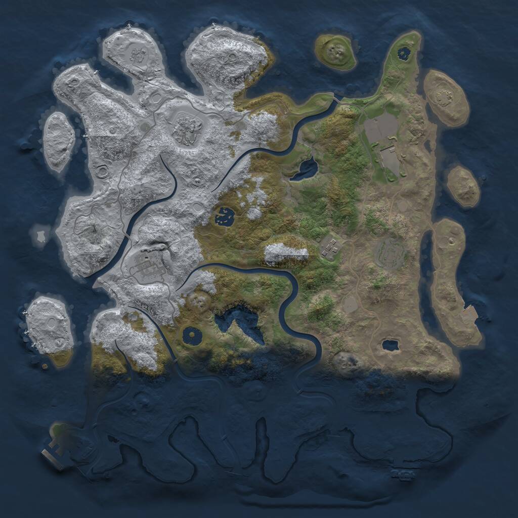 Rust Map: Procedural Map, Size: 4000, Seed: 677727562, 11 Monuments