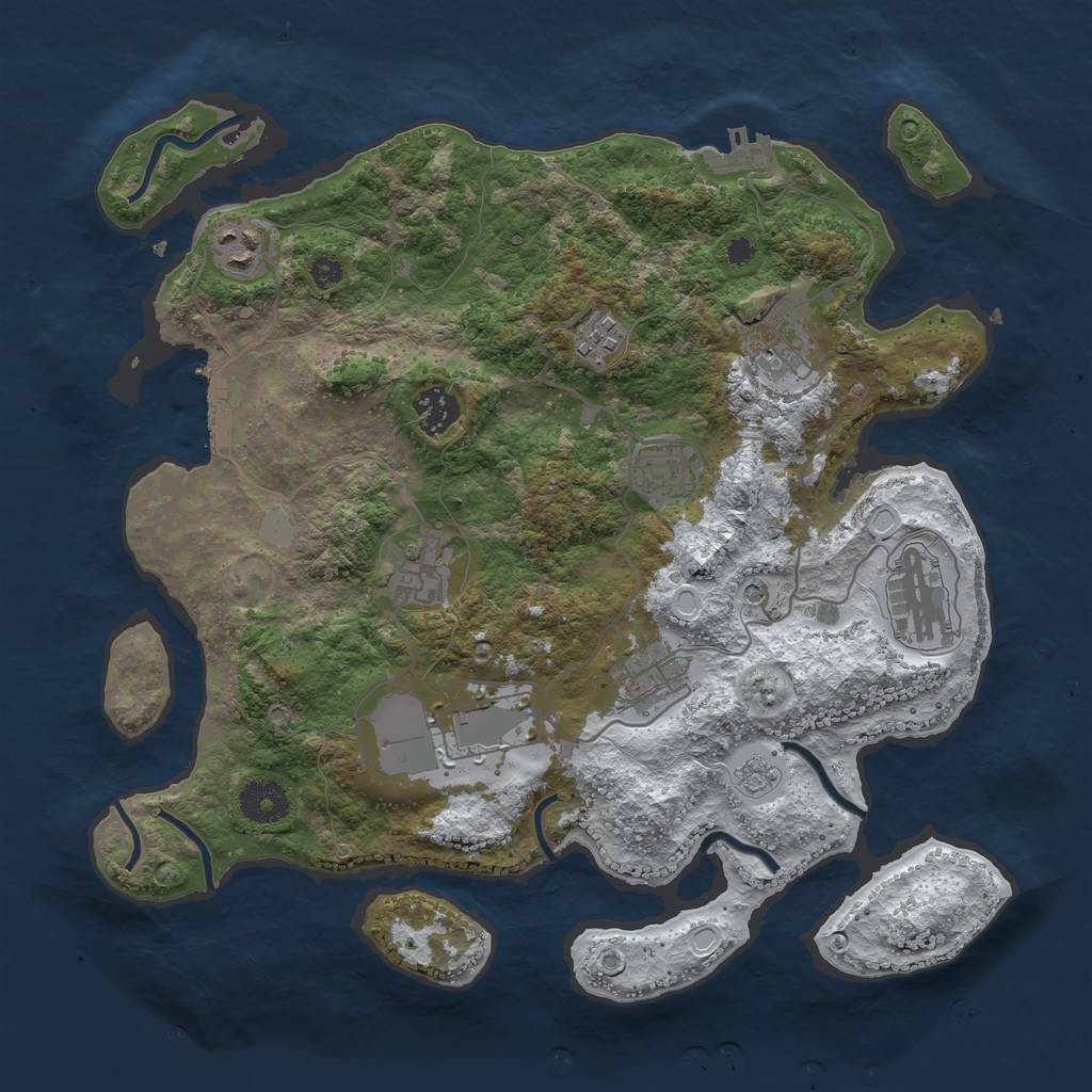 Rust Map: Procedural Map, Size: 3500, Seed: 5412, 18 Monuments
