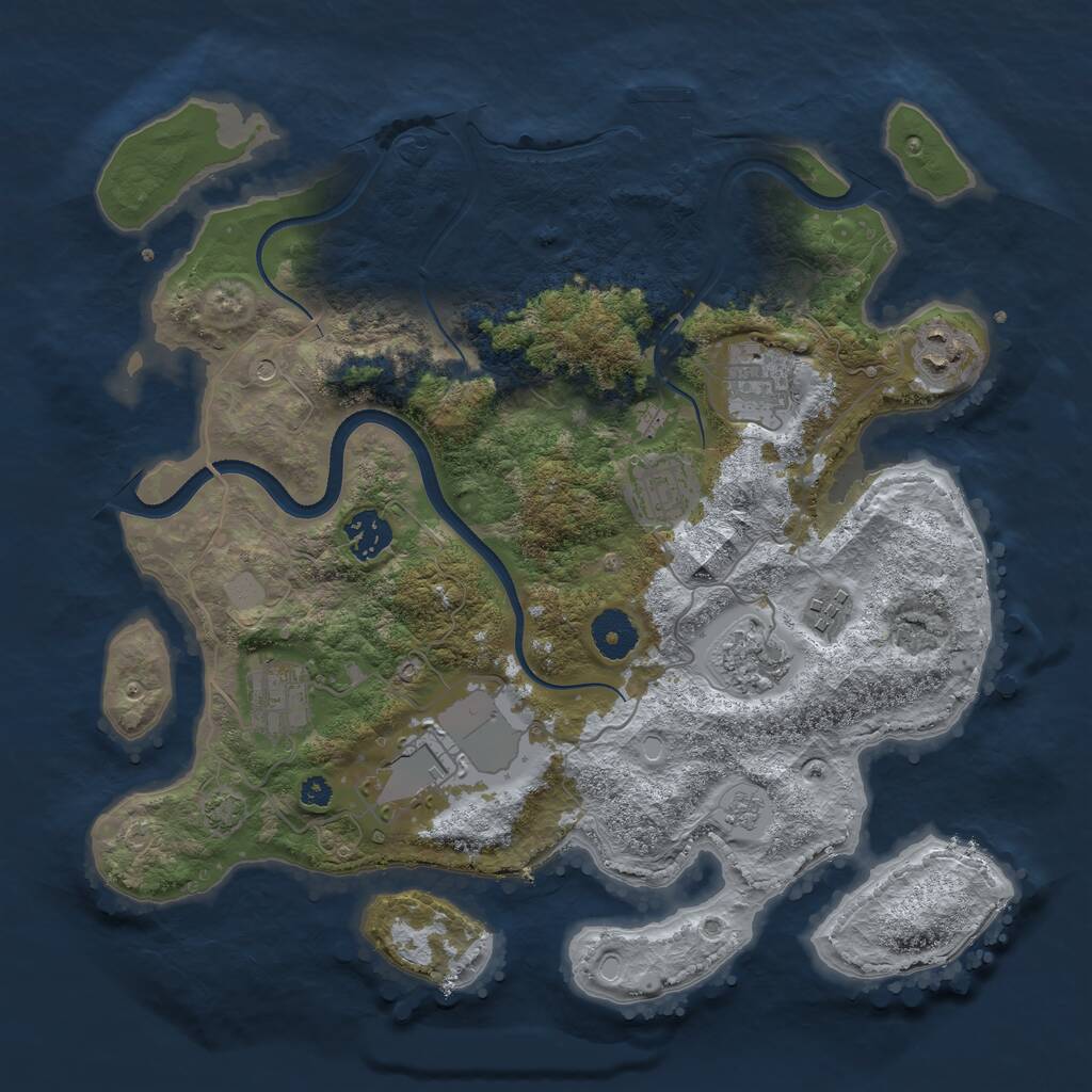 Rust Map: Procedural Map, Size: 3500, Seed: 5412, 13 Monuments