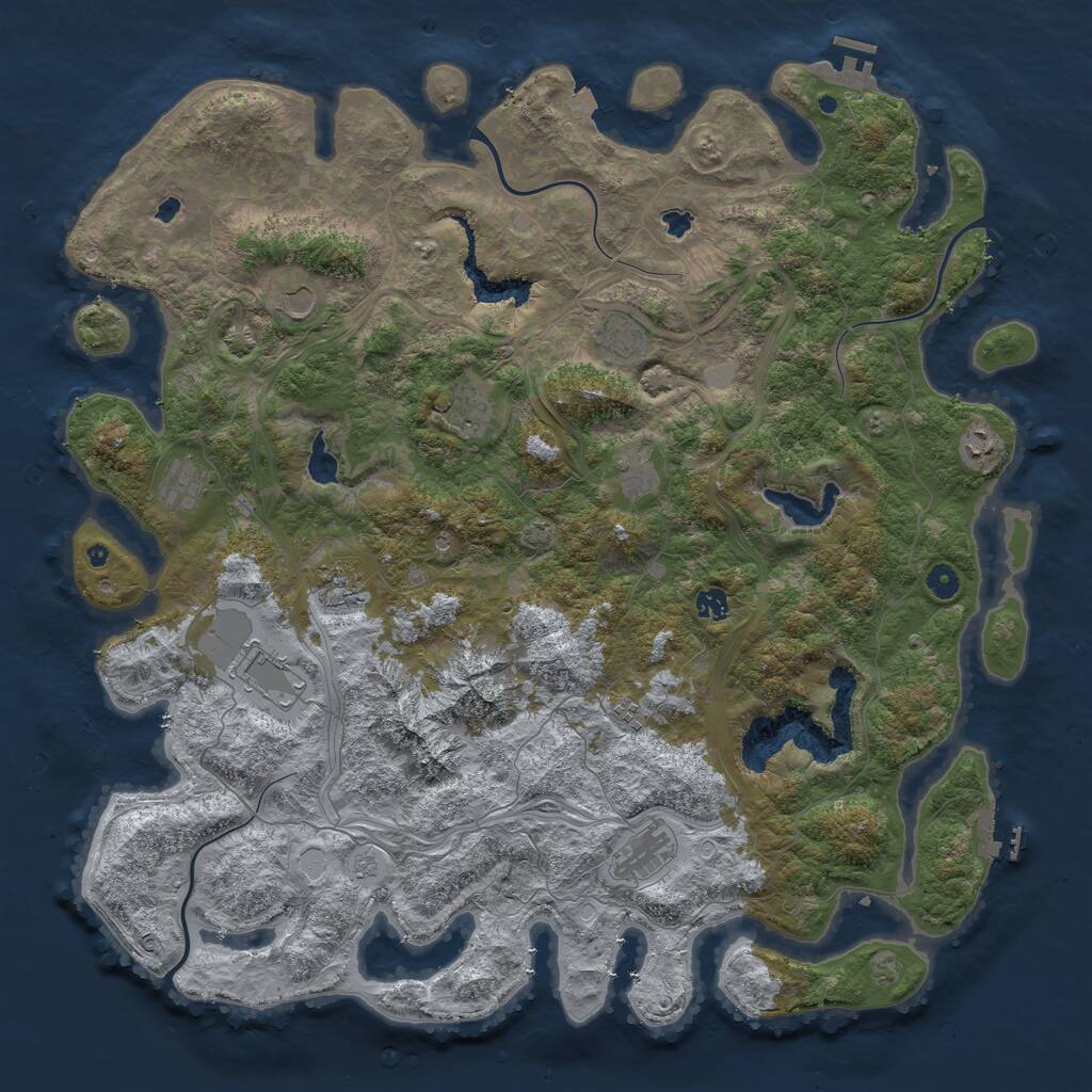 Rust Map: Procedural Map, Size: 5000, Seed: 424324, 17 Monuments