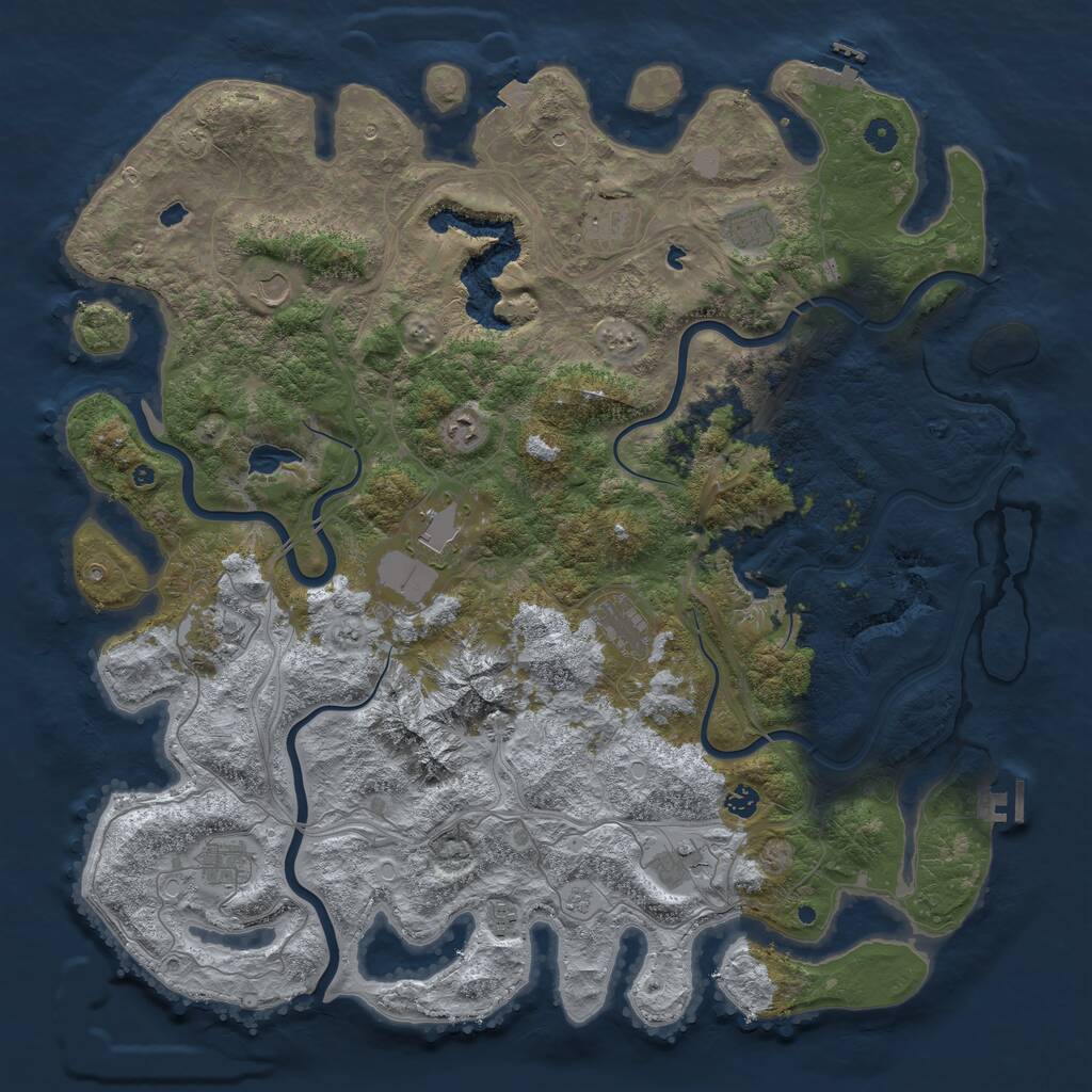 Rust Map: Procedural Map, Size: 5000, Seed: 424324, 17 Monuments