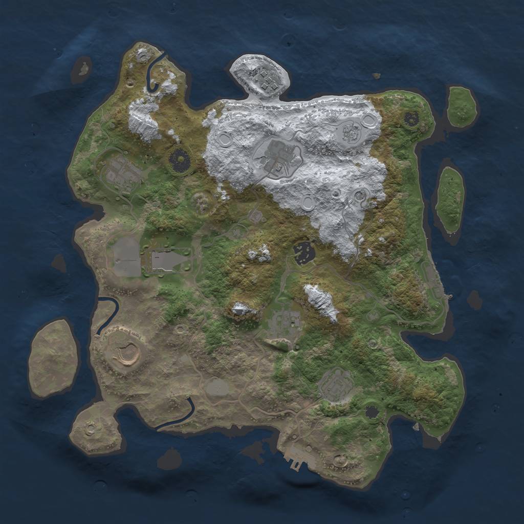 Rust Map: Procedural Map, Size: 3500, Seed: 1052948529, 17 Monuments