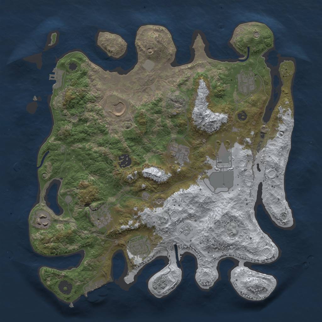 Rust Map: Procedural Map, Size: 3500, Seed: 2043036674, 18 Monuments