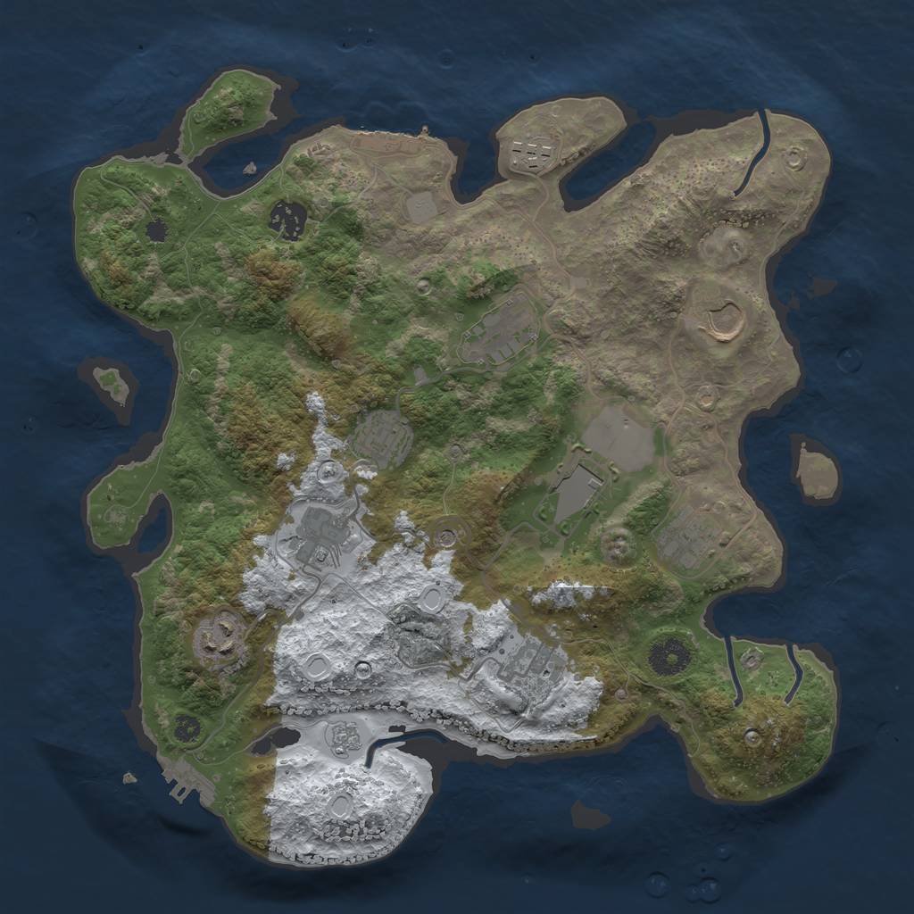 Rust Map: Procedural Map, Size: 3500, Seed: 13623763, 19 Monuments