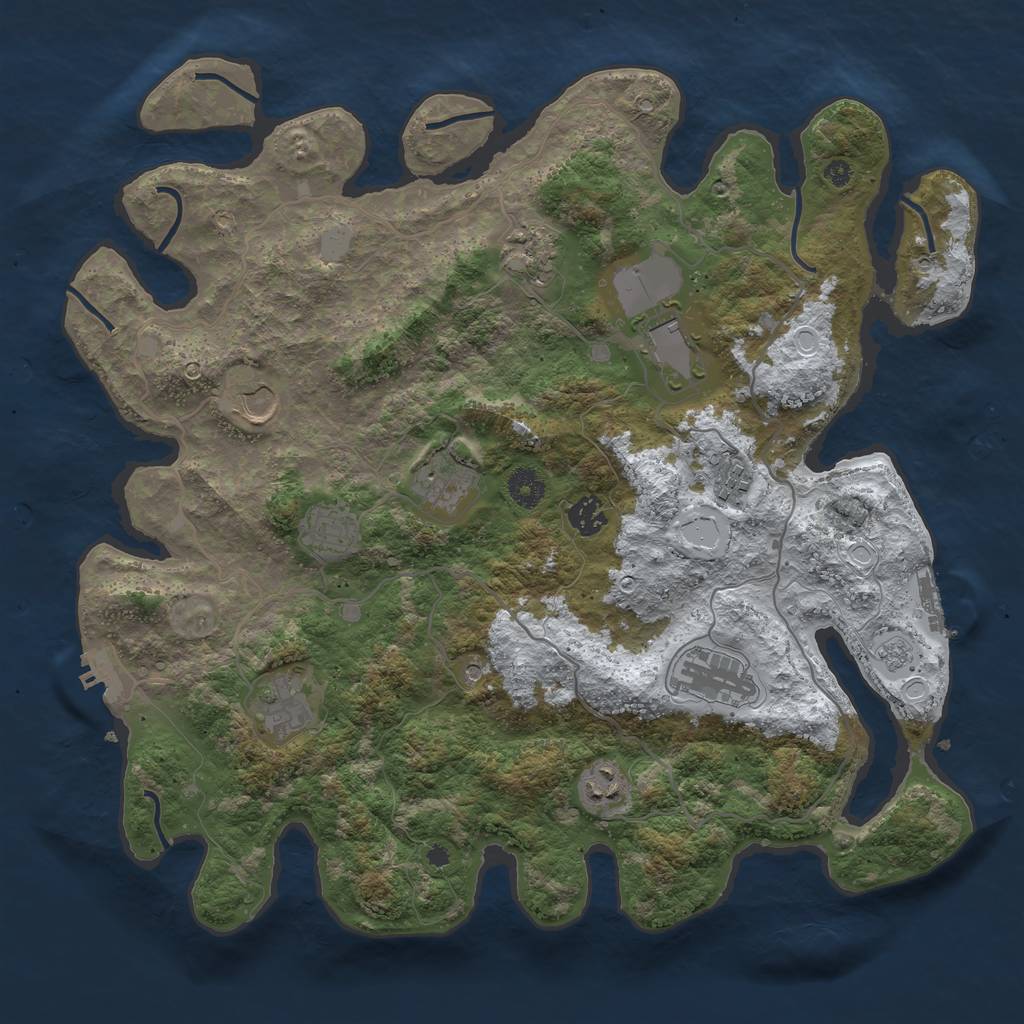 Rust Map: Procedural Map, Size: 4000, Seed: 7377, 19 Monuments