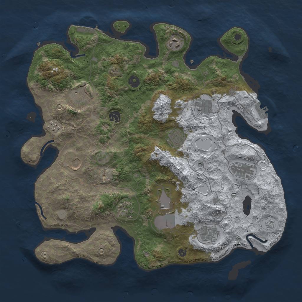 Rust Map: Procedural Map, Size: 3850, Seed: 638296357, 20 Monuments