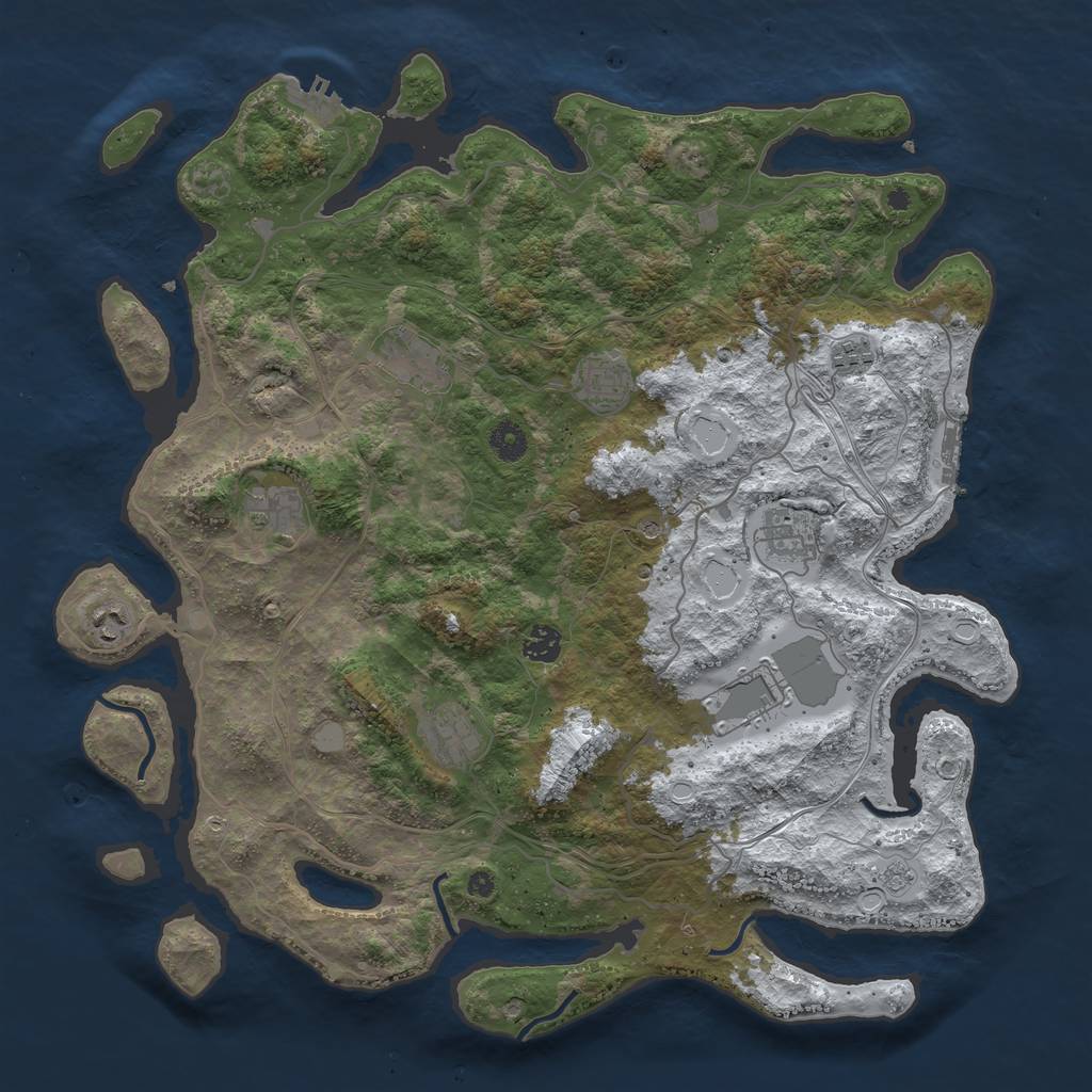 Rust Map: Procedural Map, Size: 4250, Seed: 207259527, 18 Monuments