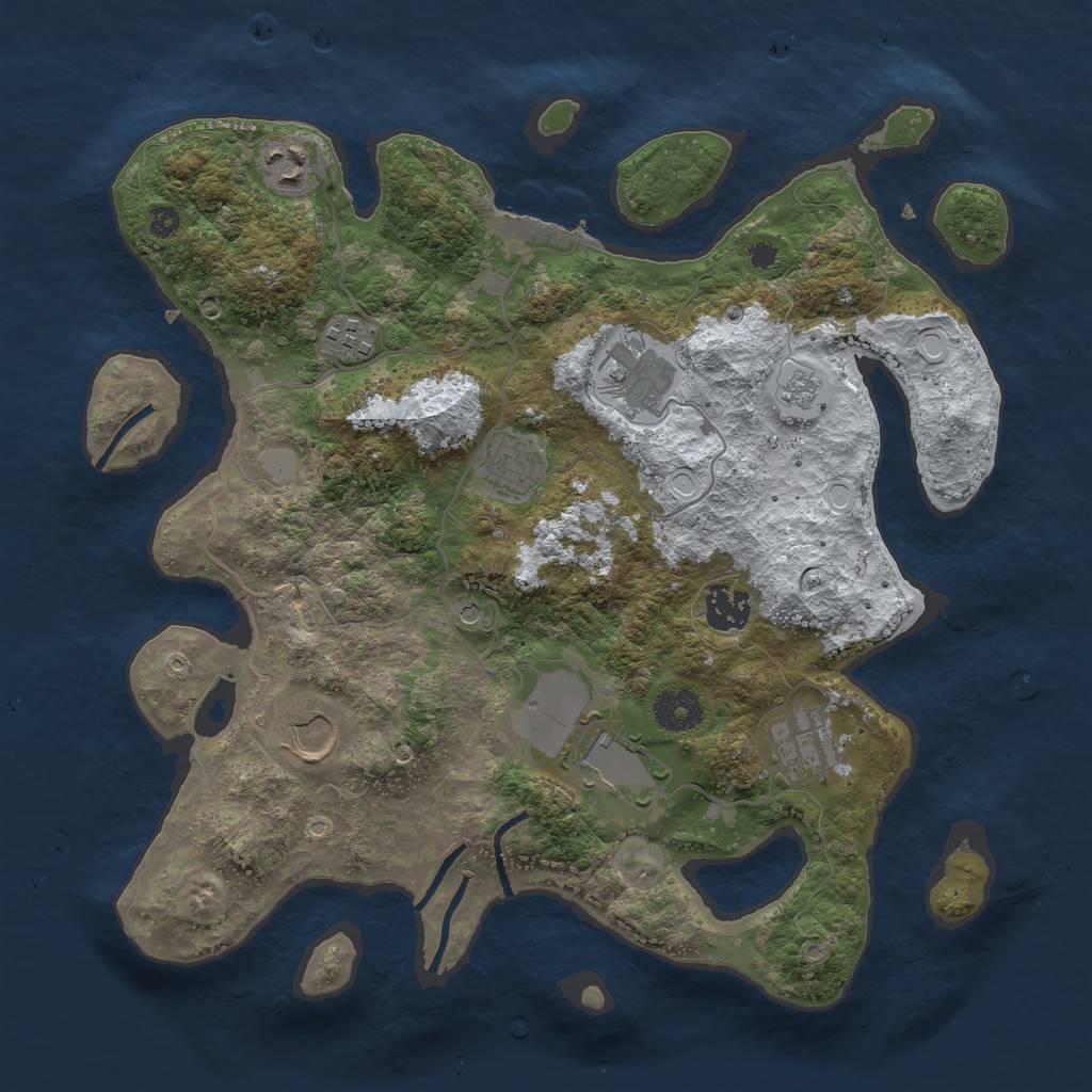 Rust Map: Procedural Map, Size: 3500, Seed: 691217438, 16 Monuments