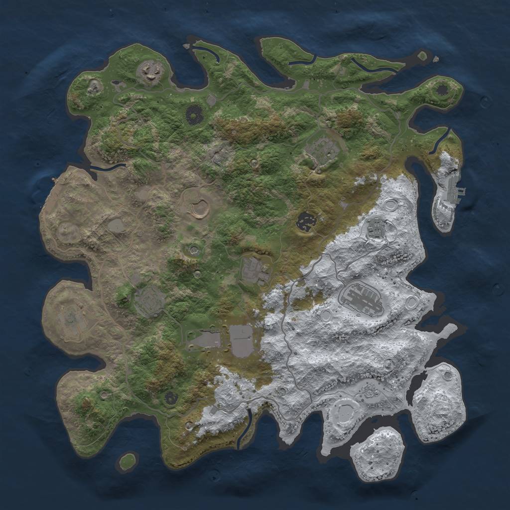 Rust Map: Procedural Map, Size: 4000, Seed: 9867216, 19 Monuments