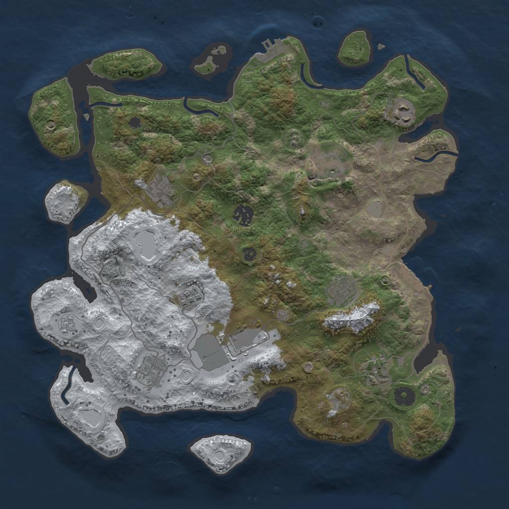 Rust Map: Procedural Map, Size: 3700, Seed: 1625766032, 18 Monuments