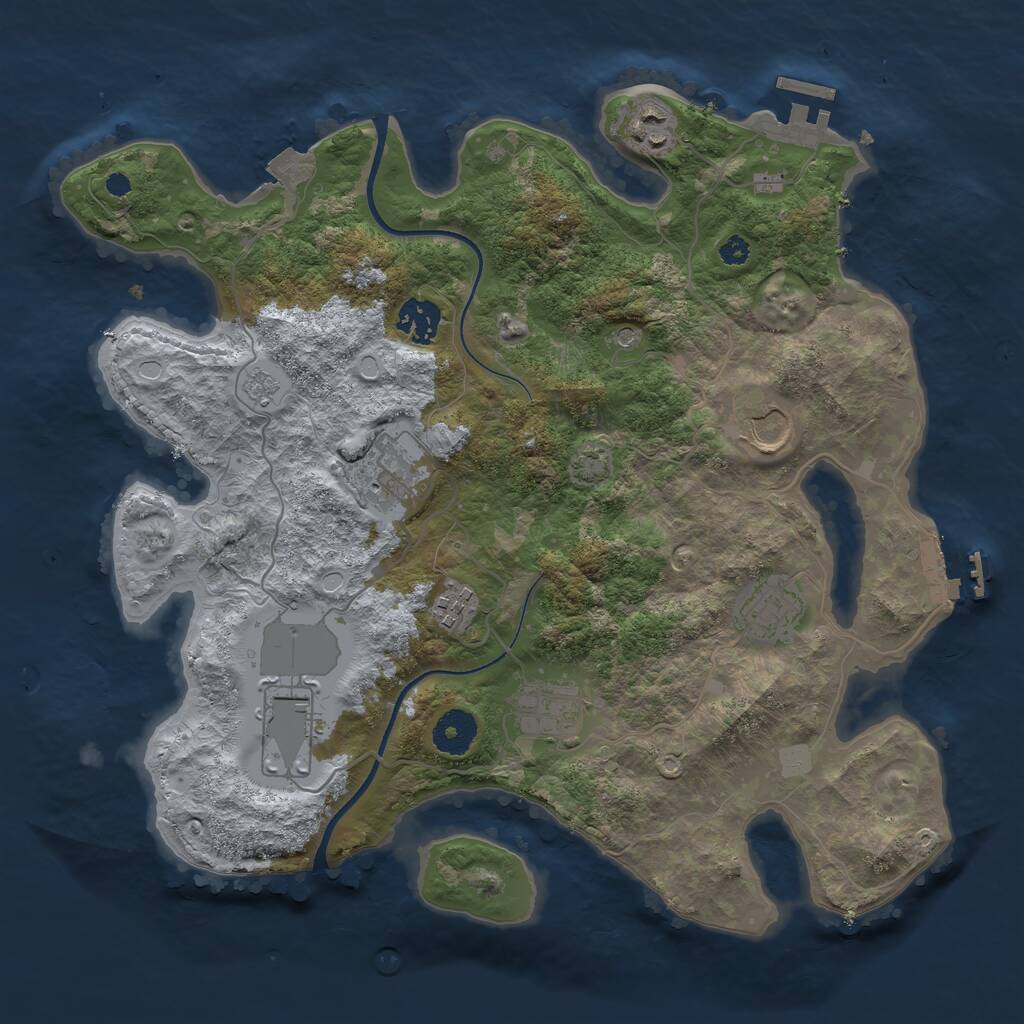 Rust Map: Procedural Map, Size: 3500, Seed: 1306026916, 14 Monuments