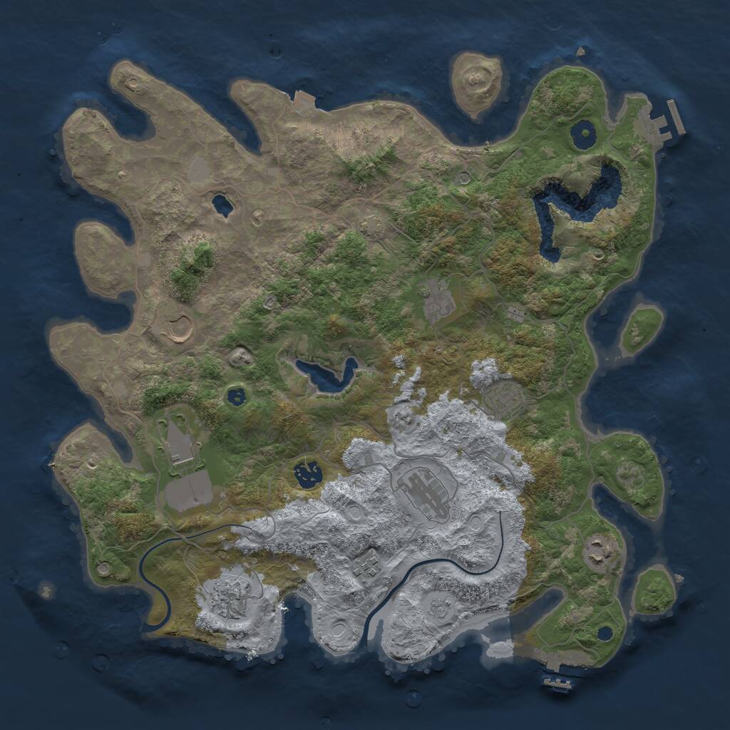 Rust Map: Procedural Map, Size: 4000, Seed: 100281256, 15 Monuments