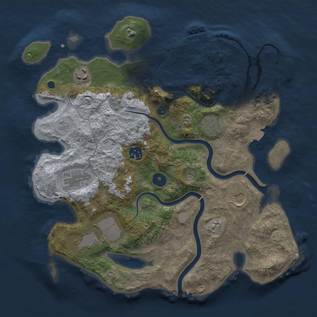 Rust Map: Procedural Map, Size: 3500, Seed: 111545, 13 Monuments