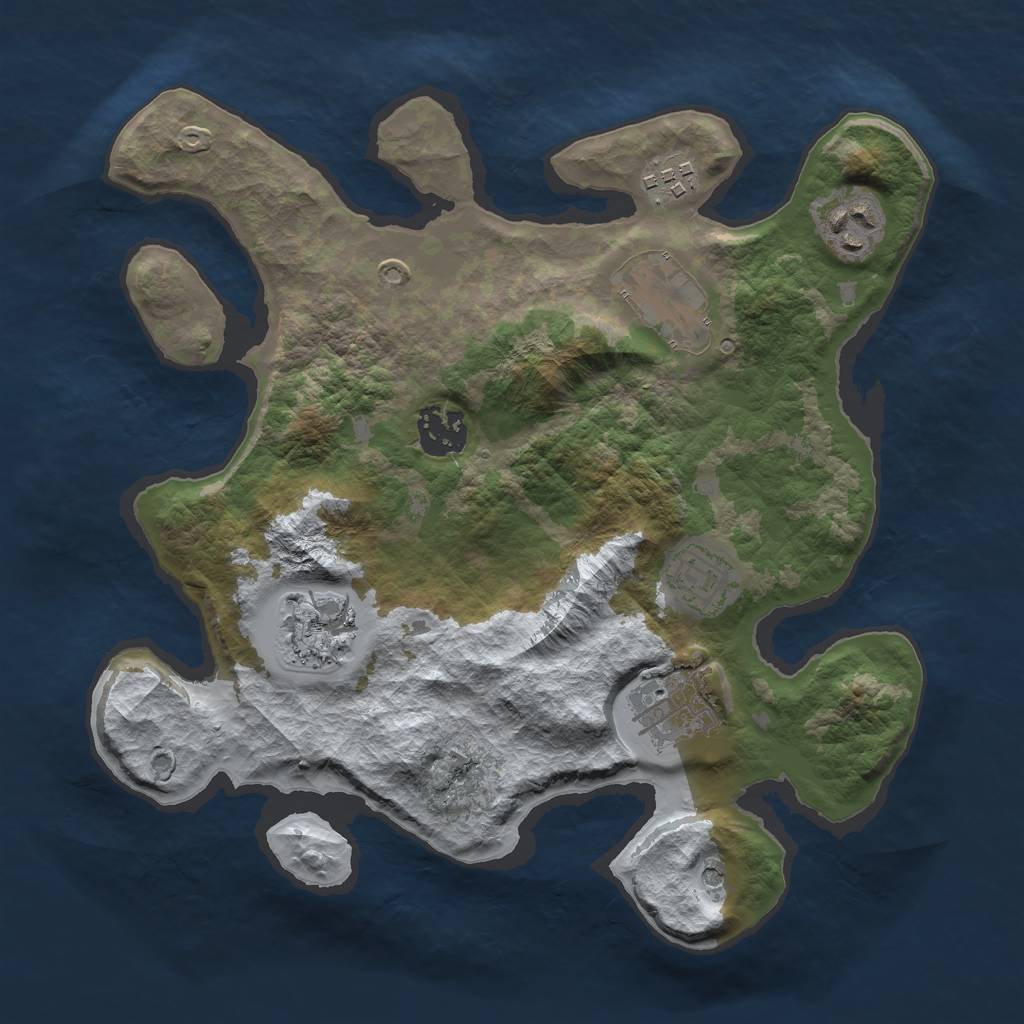 Rust Map: Barren, Size: 3000, Seed: 1536560166, 10 Monuments