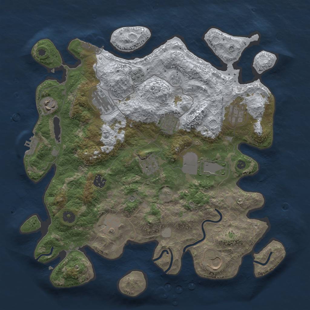 Rust Map: Procedural Map, Size: 3700, Seed: 1980206598, 19 Monuments