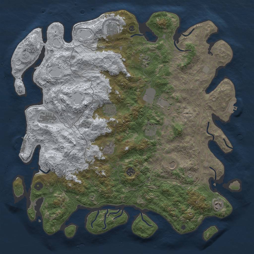 Rust Map: Procedural Map, Size: 4500, Seed: 1293775554, 20 Monuments