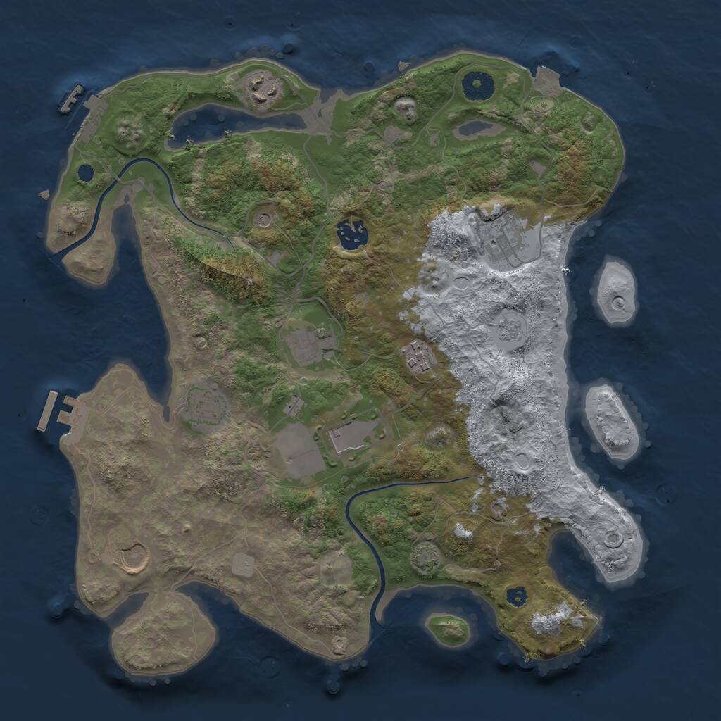 Rust Map: Procedural Map, Size: 3500, Seed: 1263546993, 14 Monuments
