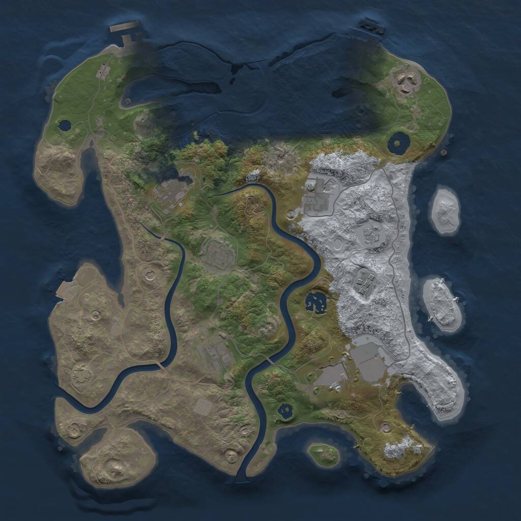 Rust Map: Procedural Map, Size: 3500, Seed: 1263546993, 14 Monuments