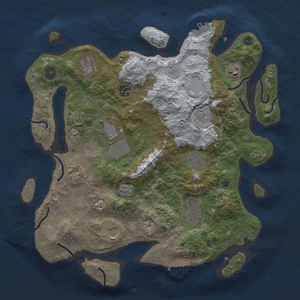 Rust Map: Procedural Map, Size: 3700, Seed: 95859306, 19 Monuments