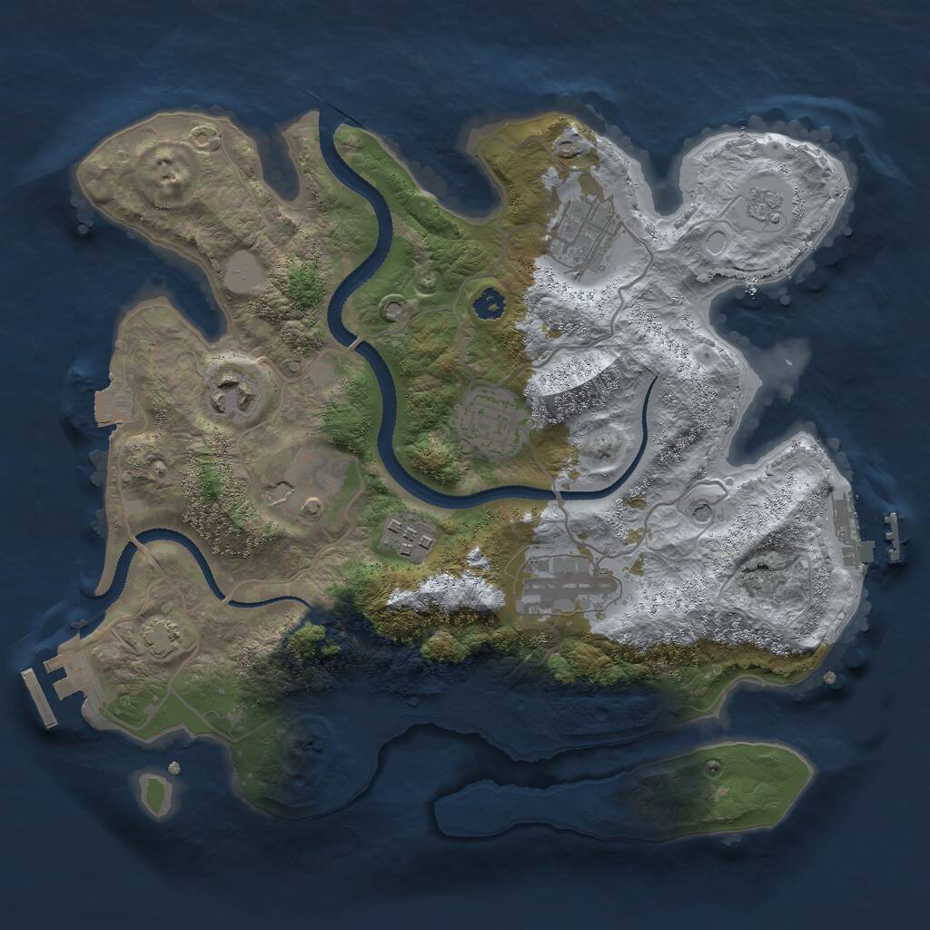 Rust Map: Procedural Map, Size: 3000, Seed: 2440637, 12 Monuments
