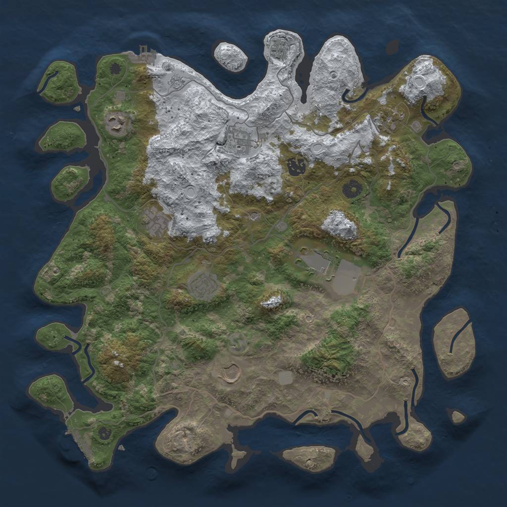 Rust Map: Procedural Map, Size: 4000, Seed: 4071, 18 Monuments